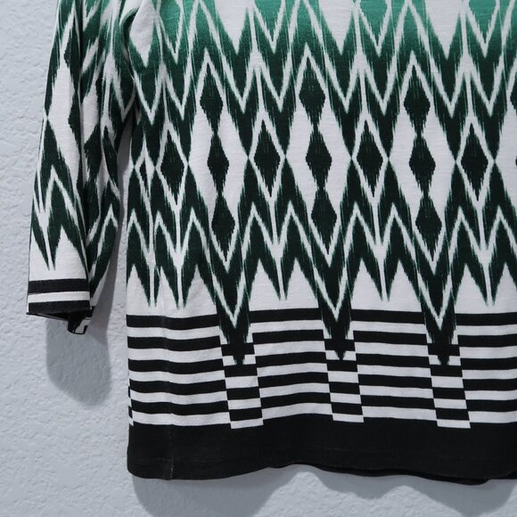 Chicos Womens Easywear Top 3/4 Sleeve Geometric Print Ombre Scoop Neck Shirt 0 - Picture 4 of 13